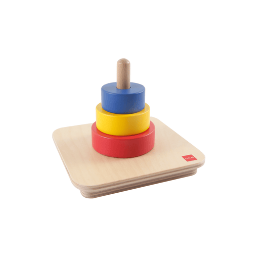 Stacking Toy GAM Three Discs On A Vertical Dowel