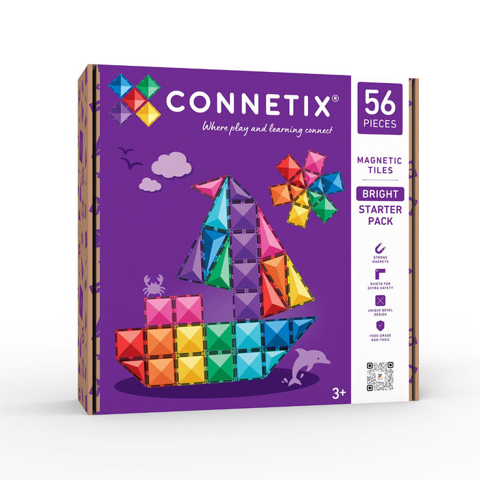Magnetic Tiles Connetix Tiles Bright Starter Pack 56 Piece 810164731289