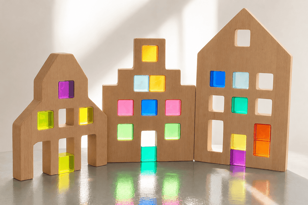 Building Blocks Papoose Toys - Dutch Wood Houses (3 Piece Set) 704537401322
