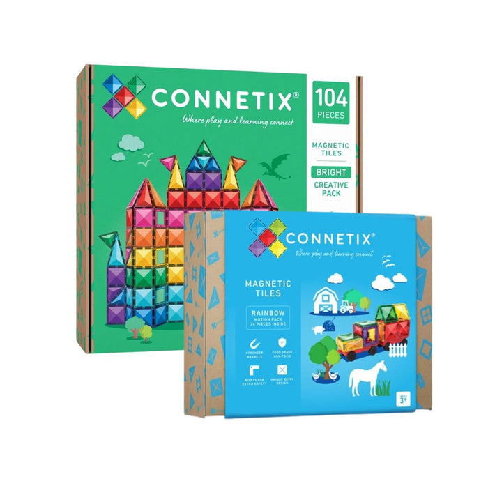 Magnetic Tiles Connetix Tiles 128 Piece Bright Creative Motion Bundle