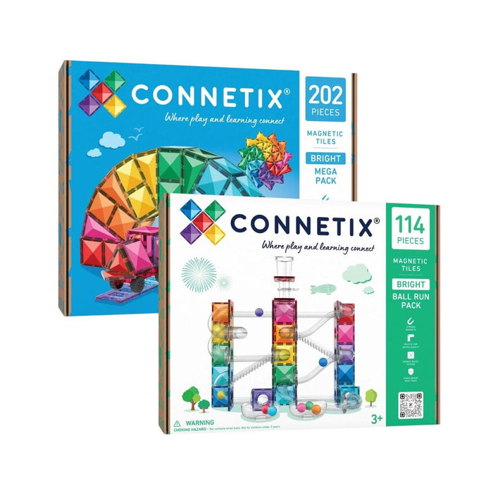 Magnetic Tiles Connetix Tiles 316 Piece Bright Mega Ball Run Bundle