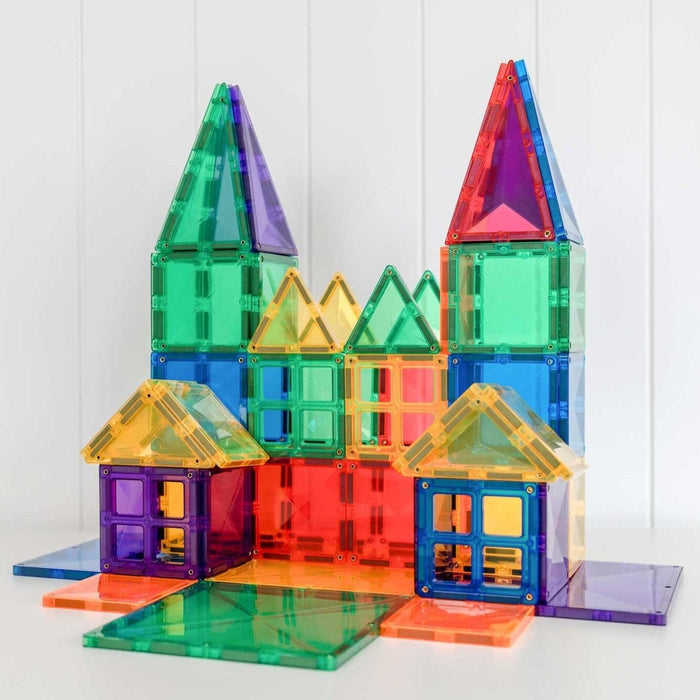 Magnetic Tiles Connetix 194 Piece Rainbow Creative & Ball Run Bundle with Free LED Balls