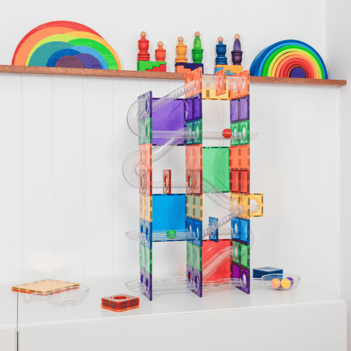 Magnetic Tiles Damaged Box - Connetix Tiles Super Ball Run Pack 134 Piece