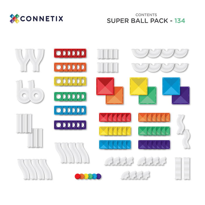 Magnetic Tiles Damaged Box - Connetix Tiles Super Ball Run Pack 134 Piece