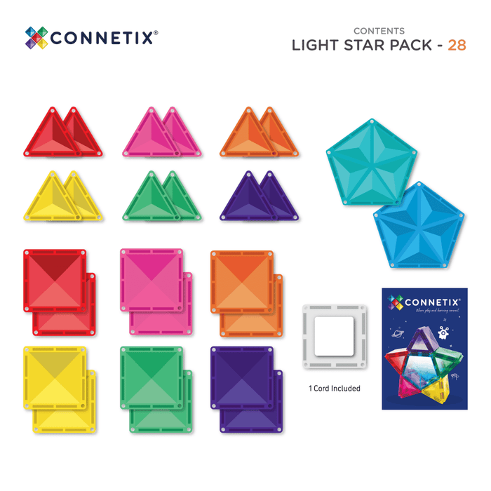 Magnetic Tiles Connetix Tiles Light Star Pack 28 Piece