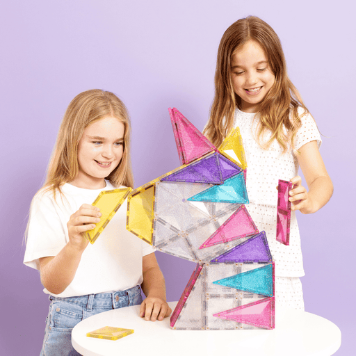 Connetix Glitter Unicorn Pack 56 Piece - Australian Magnetic Tiles - Toypark