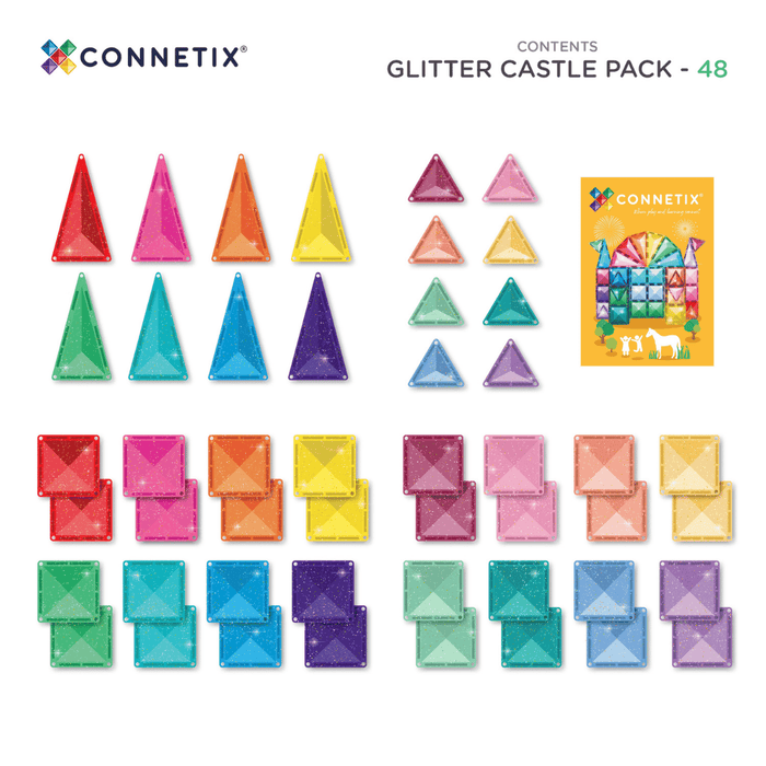 Magnetic Tiles Connetix Tiles Glitter Castle Pack 48 Piece