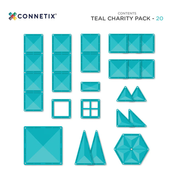 Magnetic Tiles Connetix Tiles Charity Pack Teal 20 pc 00850036293989