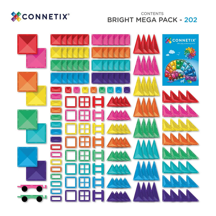 Magnetic Tiles Connetix Tiles Bright Mega Pack 202 Piece 810164731319