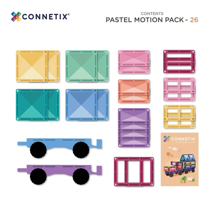 Magnetic Tiles Connetix Tiles 26 Piece Pastel Motion Pack 810164731142
