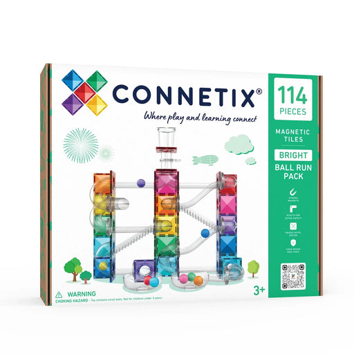 Magnetic Tiles Connetix Tiles 114 Piece Bright Ball Run Pack 810164731296
