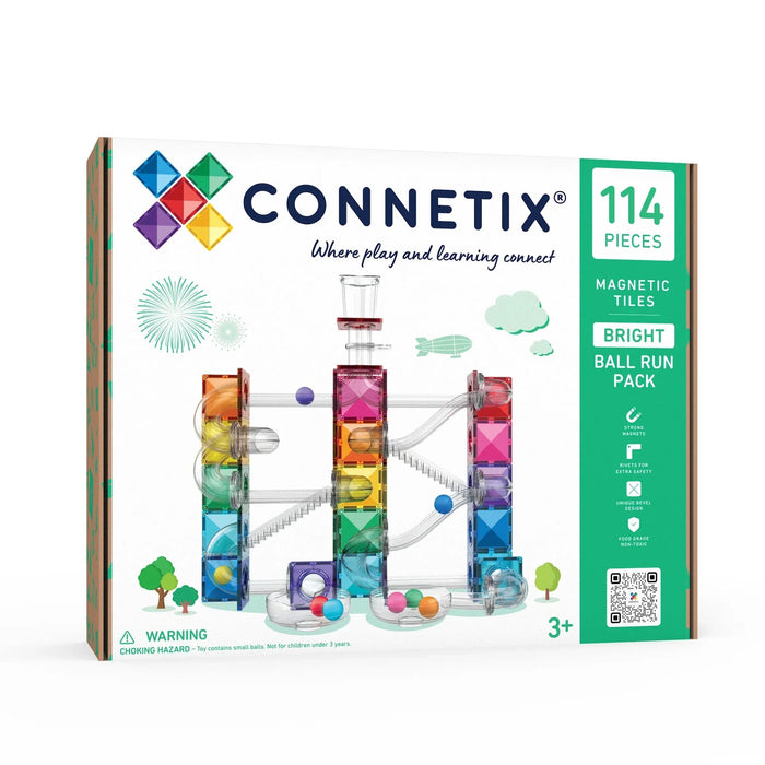 Magnetic Tiles Connetix Tiles 114 Piece Bright Ball Run Pack 810164731296