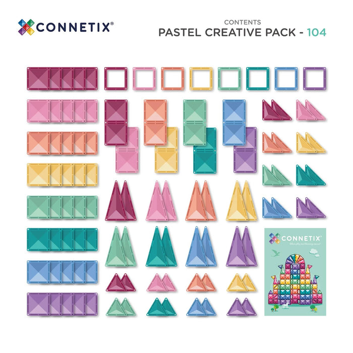 Magnetic Tiles Connetix Tiles 104 Piece Pastel Creative Pack 810164731166