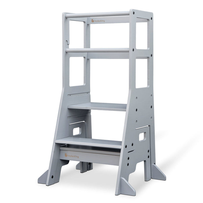 Plywood Learning Towers 2024 New My Duckling Adjustable Learning Tower with Stool –Grey DK-01085