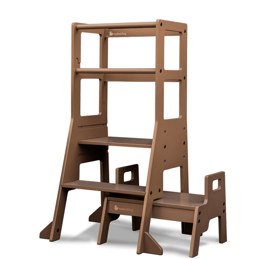 Plywood Learning Towers 2024 New My Duckling Adjustable Learning Tower with Stool –Walnut DK-01086