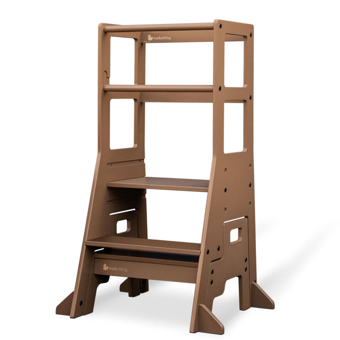 Plywood Learning Towers 2024 New My Duckling Adjustable Learning Tower with Stool –Walnut DK-01086