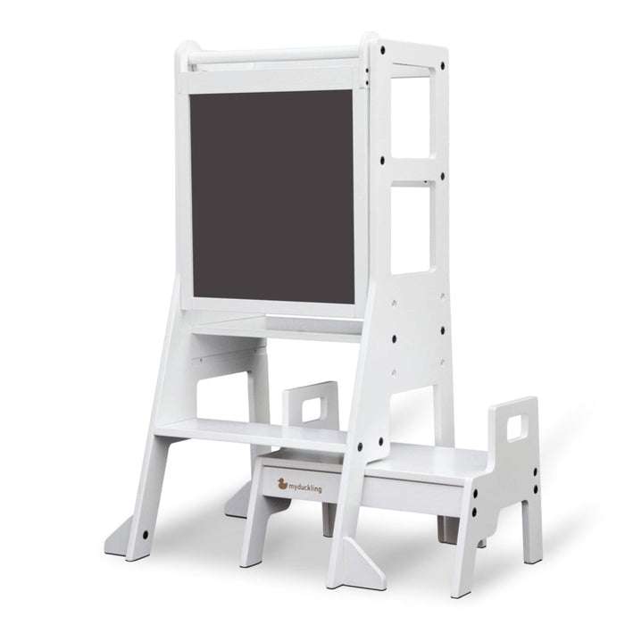 Plywood Learning Towers 2024 New My Duckling Adjustable Learning Tower with Stool -White DK-01083