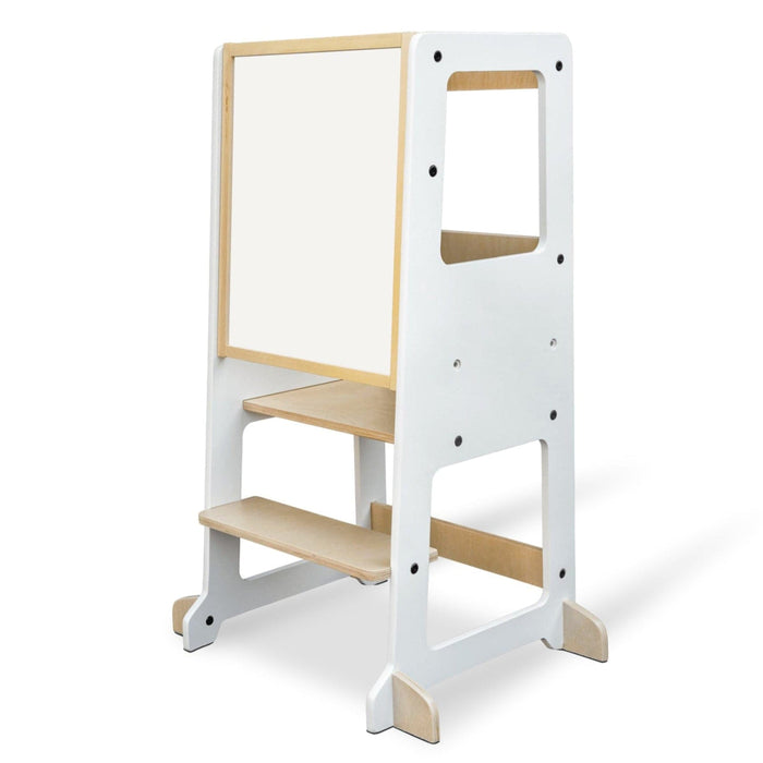 Plywood Learning Towers My Duckling Adjustable Learning Tower 2 in 1 –White + Natural DK-01047