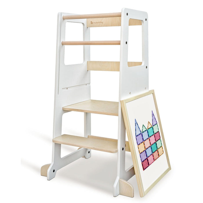 My Duckling Adjustable Learning Tower 2 in 1 –White + Natural