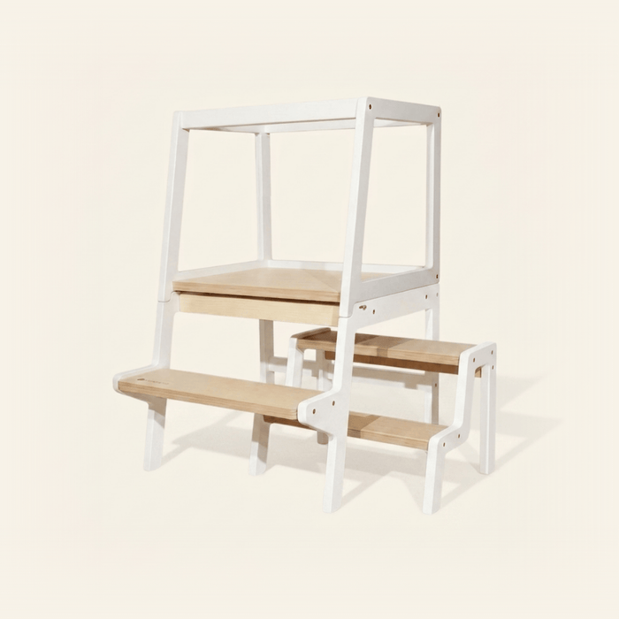 Convertible Learning Tower myduckling TOVA Convertible Learning Tower - White/Natural 9361505000942