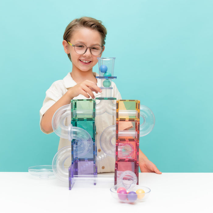 Magnetic Tiles Connetix Tiles Ball Run Pastel Pack 114 Piece 810164731159