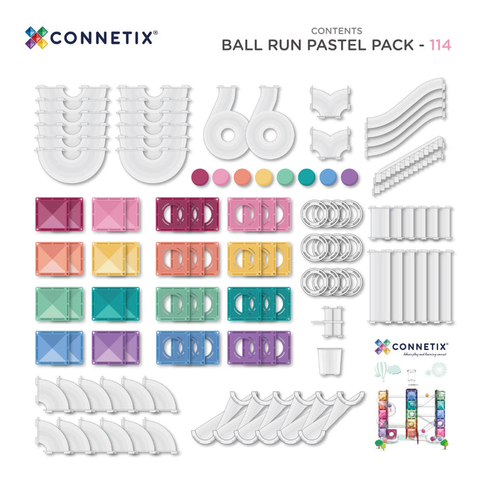 Magnetic Tiles Connetix Tiles Ball Run Pastel Pack 114 Piece 810164731159