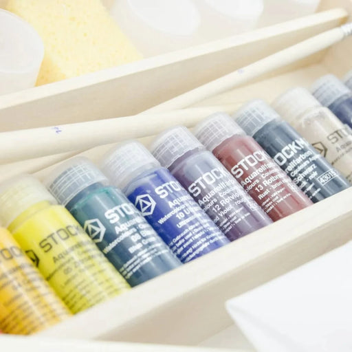 Stockmar Aquarelle Watercolours 12x20 ml in Wooden Box with accessories - Art-Craft - Toypark