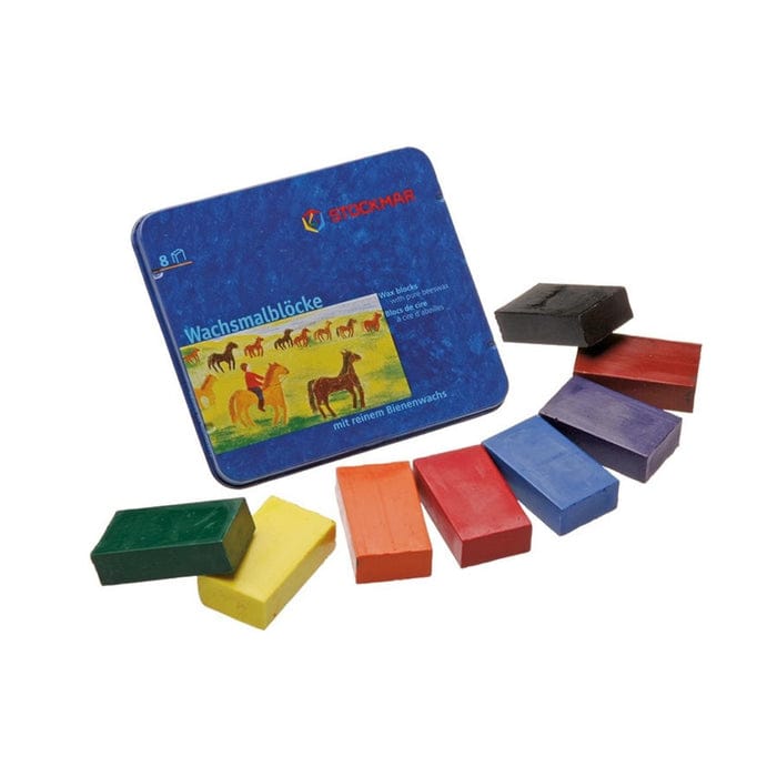 Art-Craft Stockmar Wax Crayons 8 Blocks in Tin w Black 4019365340009