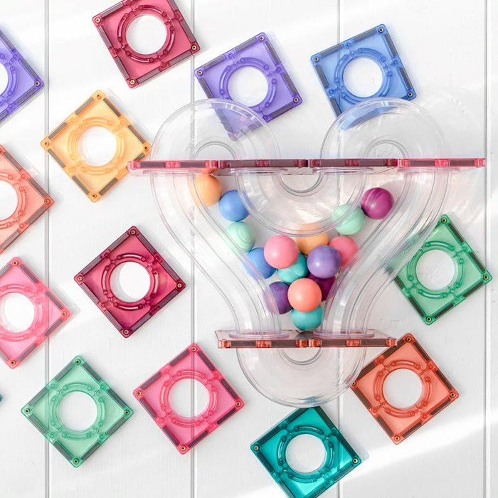 Magnetic Tiles Damaged Box - Connetix Tiles 106 Piece Pastel Ball Run Pack