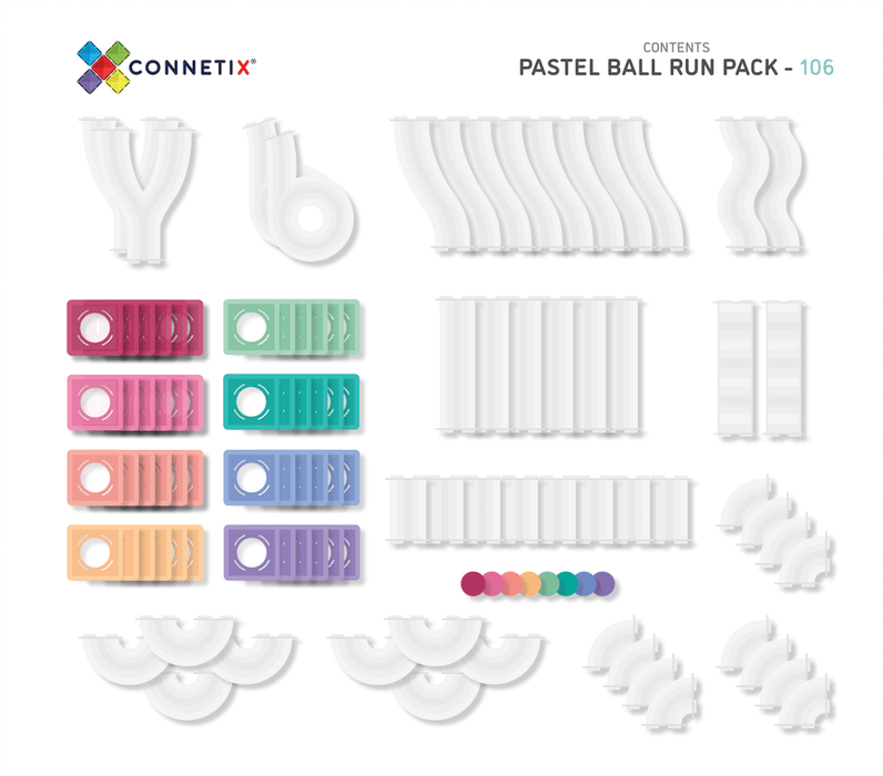 Connetix Tiles 106 Piece Pastel Ball Run Pack (November Pre-Order)