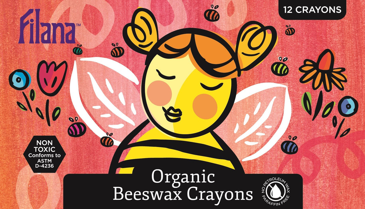 Filana Organic Beeswax Crayons, 12 Classic Sticks with brown/black FIL006