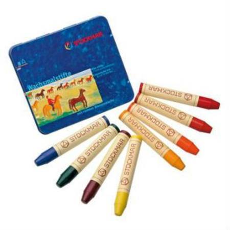 Art-Craft Stockmar Wax Crayons w Pure Beeswax 8 Sticks in Tin  Waldorf Mix