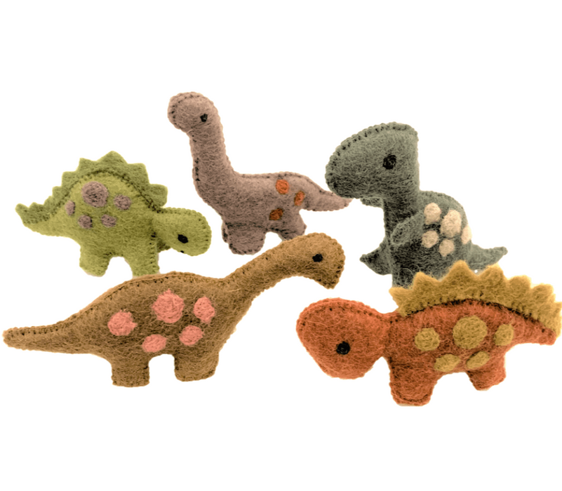 Papoose Toys Wool&Cotton Toys Papoose Toys - Dinosaurs Natural (5 Piece Set) PAP-525