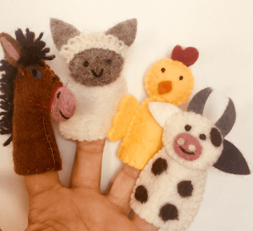 Papoose Toys Wool&Cotton Toys Papoose Toys - Farm Animal Finger Puppets (4 Piece Set) PAP-561