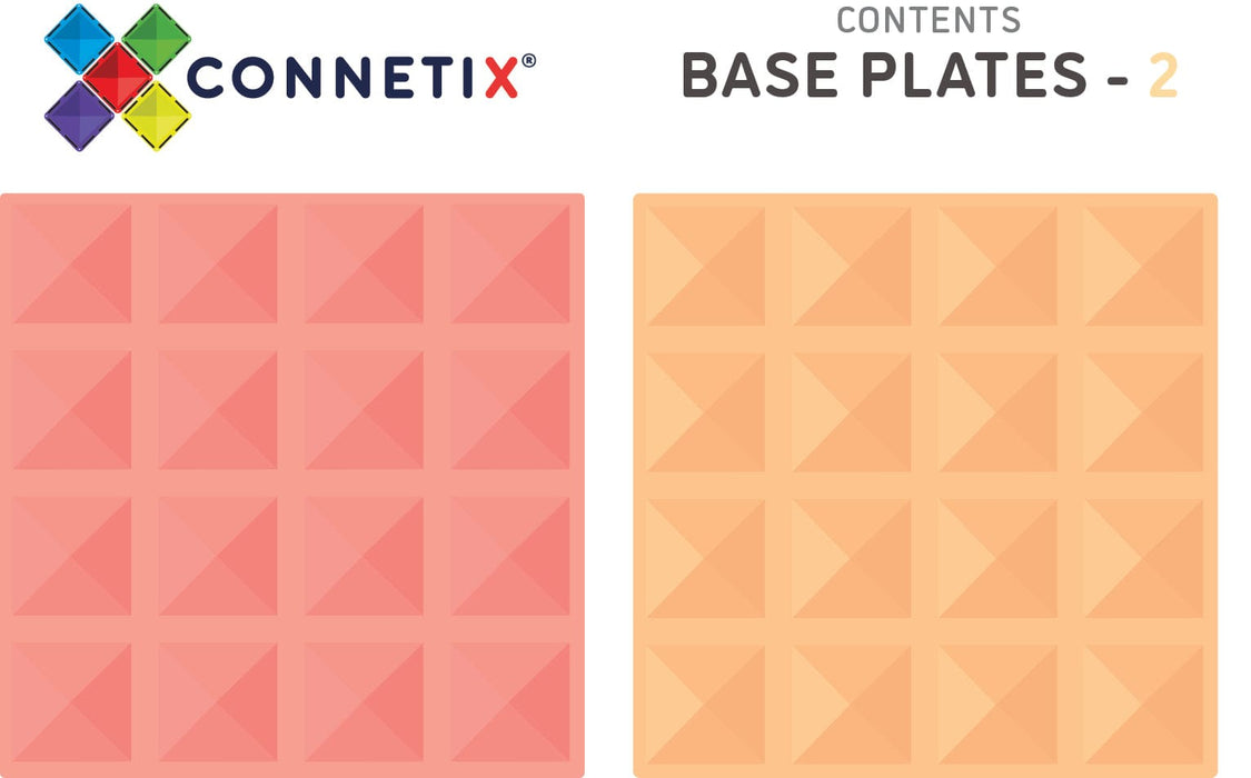 PMAX Connetix Tiles 2 Piece Base Plate Pack - Lemon and Peach