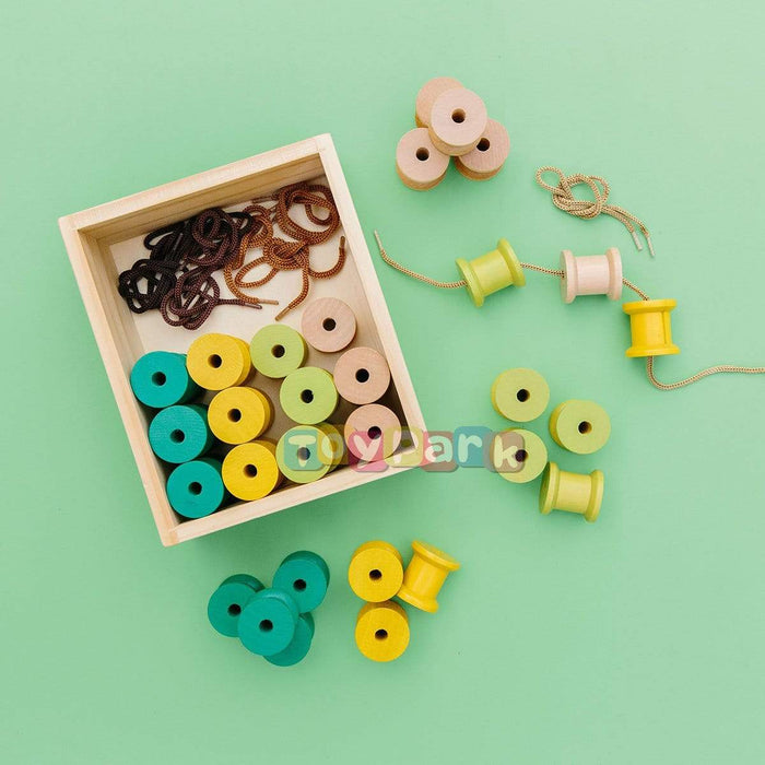 Wooden Toys The Freckled Frog Threading Cotton Reels