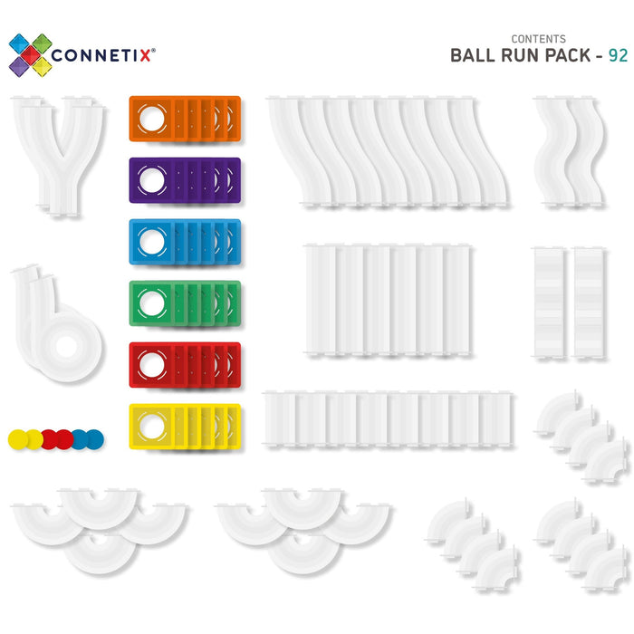 PMAX Connetix Tiles 92 Piece Rainbow Ball Run Pack