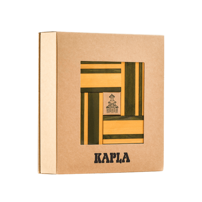 Wooden Building Blocks Kapla Book and Colours - Yellow/Green
