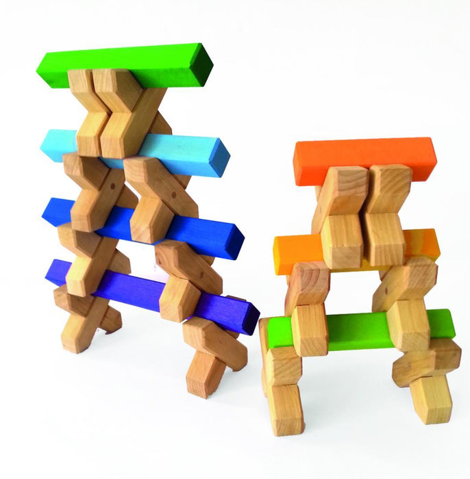Wooden Toys Bauspiel X-Shapes Natural 48 Pieces