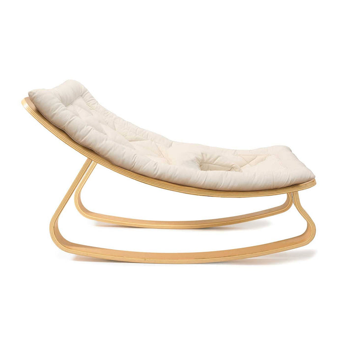 Charlie Crane Levo Baby Rocker in Beech with Organic White Cushion