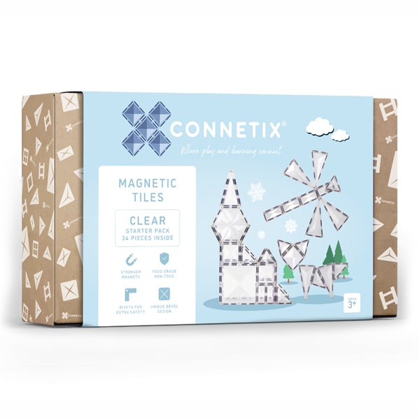 Magnetic Tiles Connetix Tiles 36 Piece Clear Pack Bundle