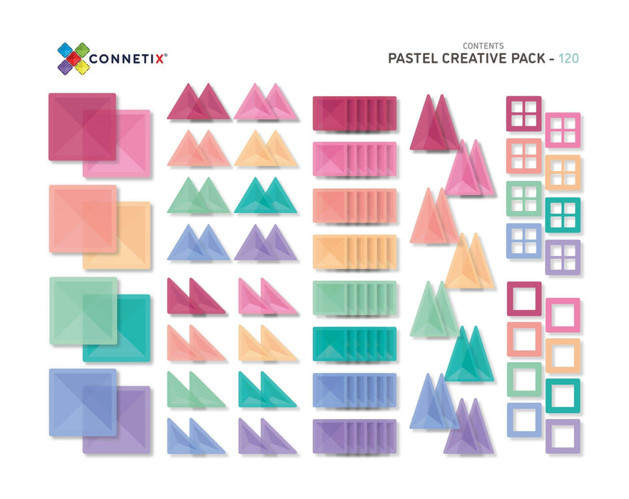 PMAX Connetix 120 Piece Pastel Creative Pack Magnetic Tiles