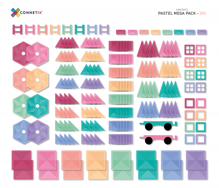 MagneticTiles Damaged Box - Connetix Tiles 202 Piece Pastel Mega Pack