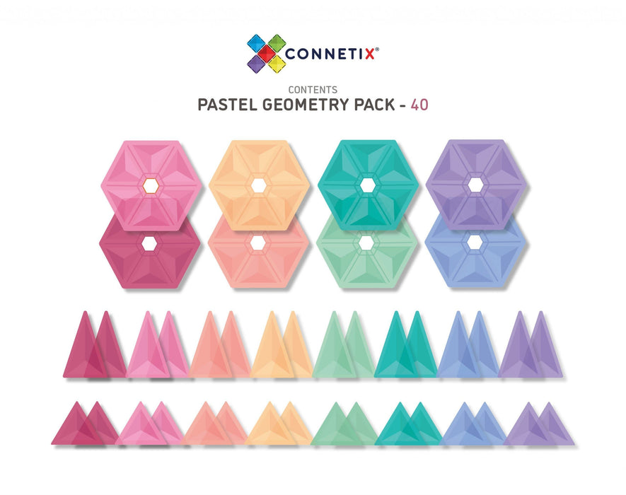 PMAX Connetix Tiles 40 Piece Pastel Geometry Expansion Pack