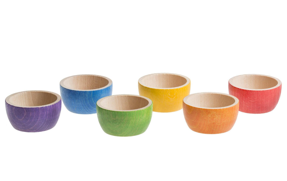 Wooden Toys Grapat Coloured Bowls 6 Pieces