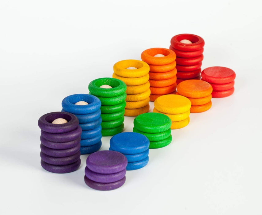 Wooden Toys Grapat Nins Rings & Coins Rainbow Rainbow Colours 8436580870023