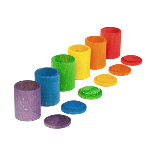 Grapat 6 Colour Cups With Cover - Loose Parts Play - Toypark