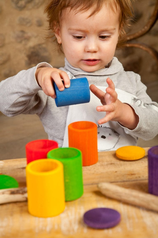 Grapat 6 Colour Cups With Cover - Loose Parts - Toypark