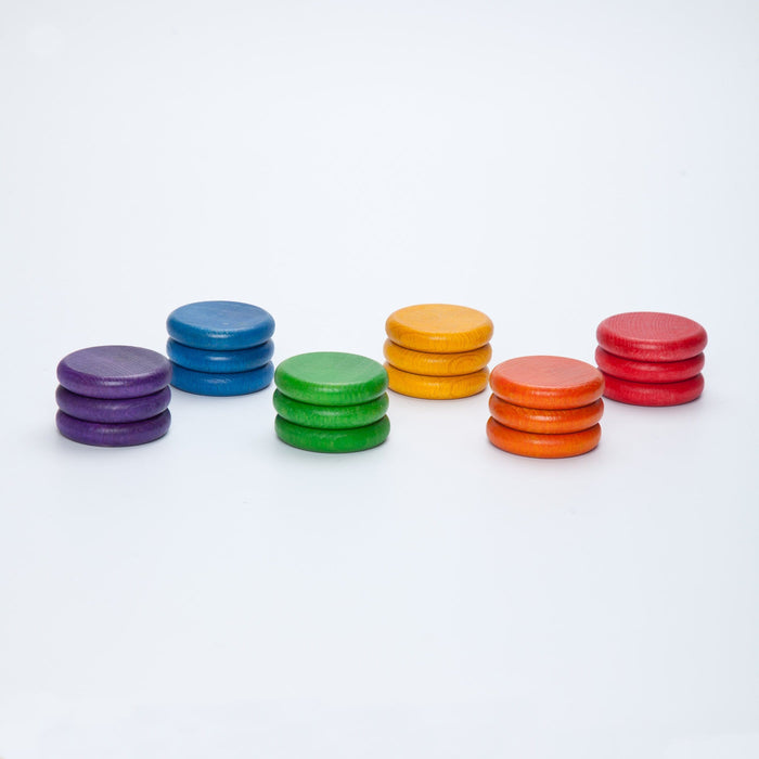 Wooden Toys Grapat Coins 6 Colours 18 pieces