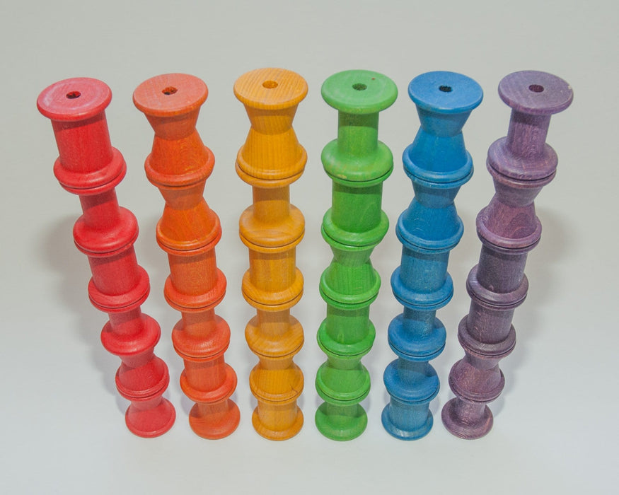 Wooden Toys Grapat Coloured Spools 36 Pieces